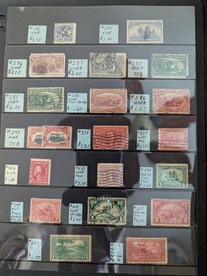 Box of Misc USA Stamps in Stock Books & Album Pages - Much Better! -224 Photos