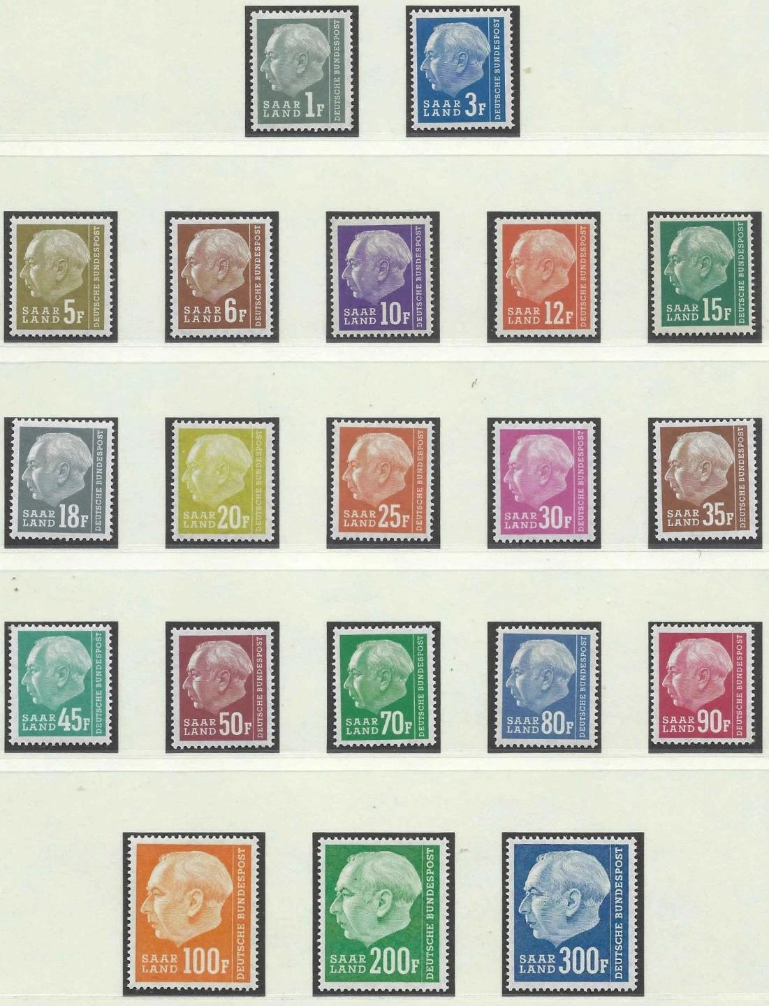 1957 Saar Full Set - Scott 289-308 - MNH, Undisturbed OG - Choice!