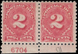 VEGAS - 1914 Postage Due 2c - Scott J53 Plate Number Pair, MH, OG - Perf 10
