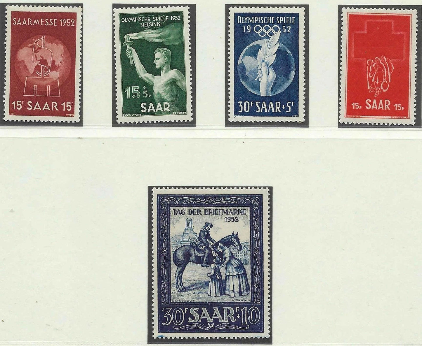 1952 Saar - Scott B89-B91, 230-231 - MNH, Undisturbed OG - Post Office Fresh!