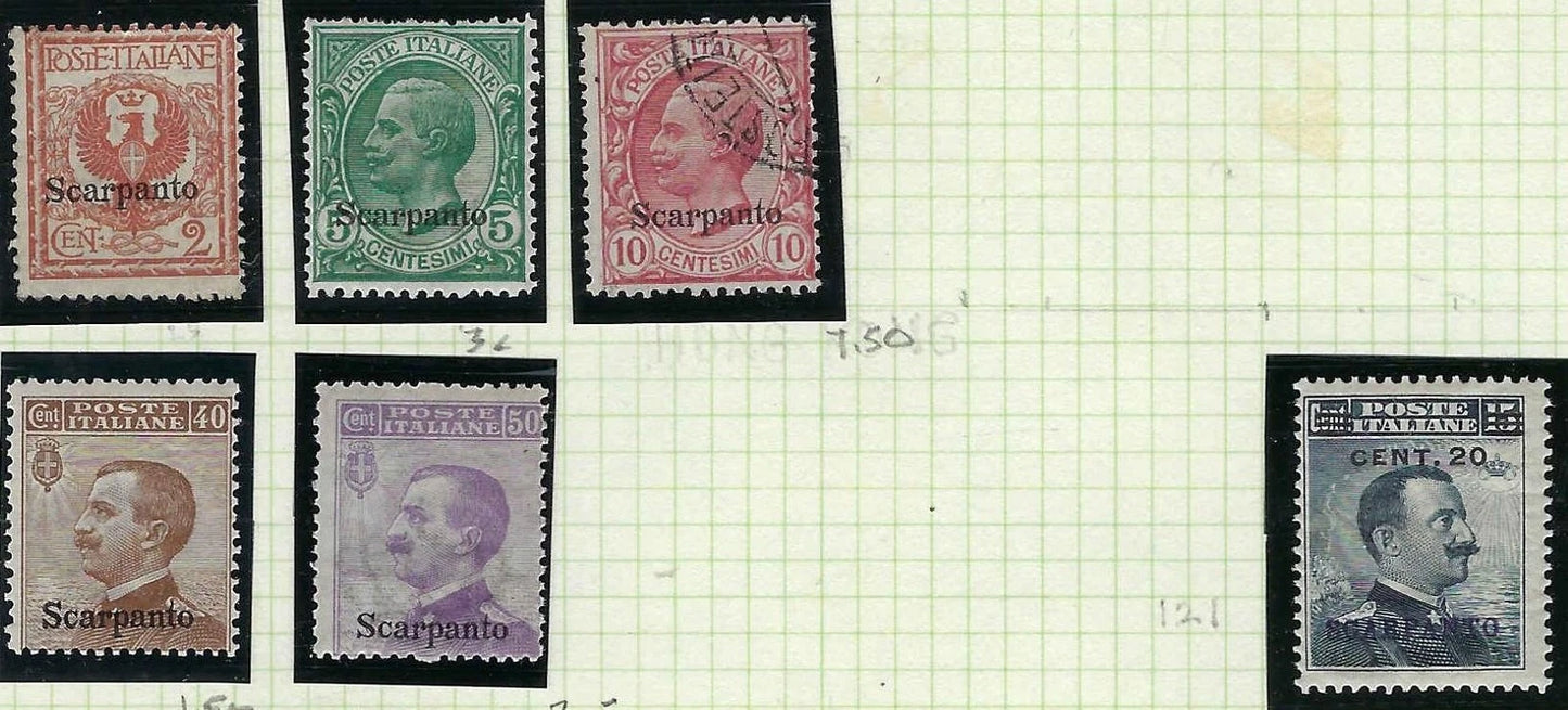 1912-21 Italy Offices In Scarpanto Short Set as Shown - All But 2 Are MNH!
