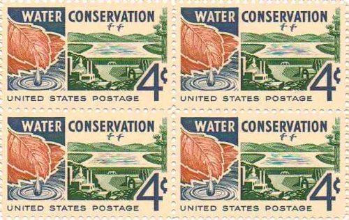 1960 Water Conservation Block of 4 4c Postage Stamps, Scott1150. MNH, OG