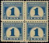 VEGAS - 1919 USA Proprietary 1c - Scott RB65 Block of 4 - MH, OG