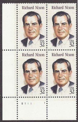 1995 President Richard M Nixon Block of 4 32c Postage Stamps, Scott 2955, MNH, OG