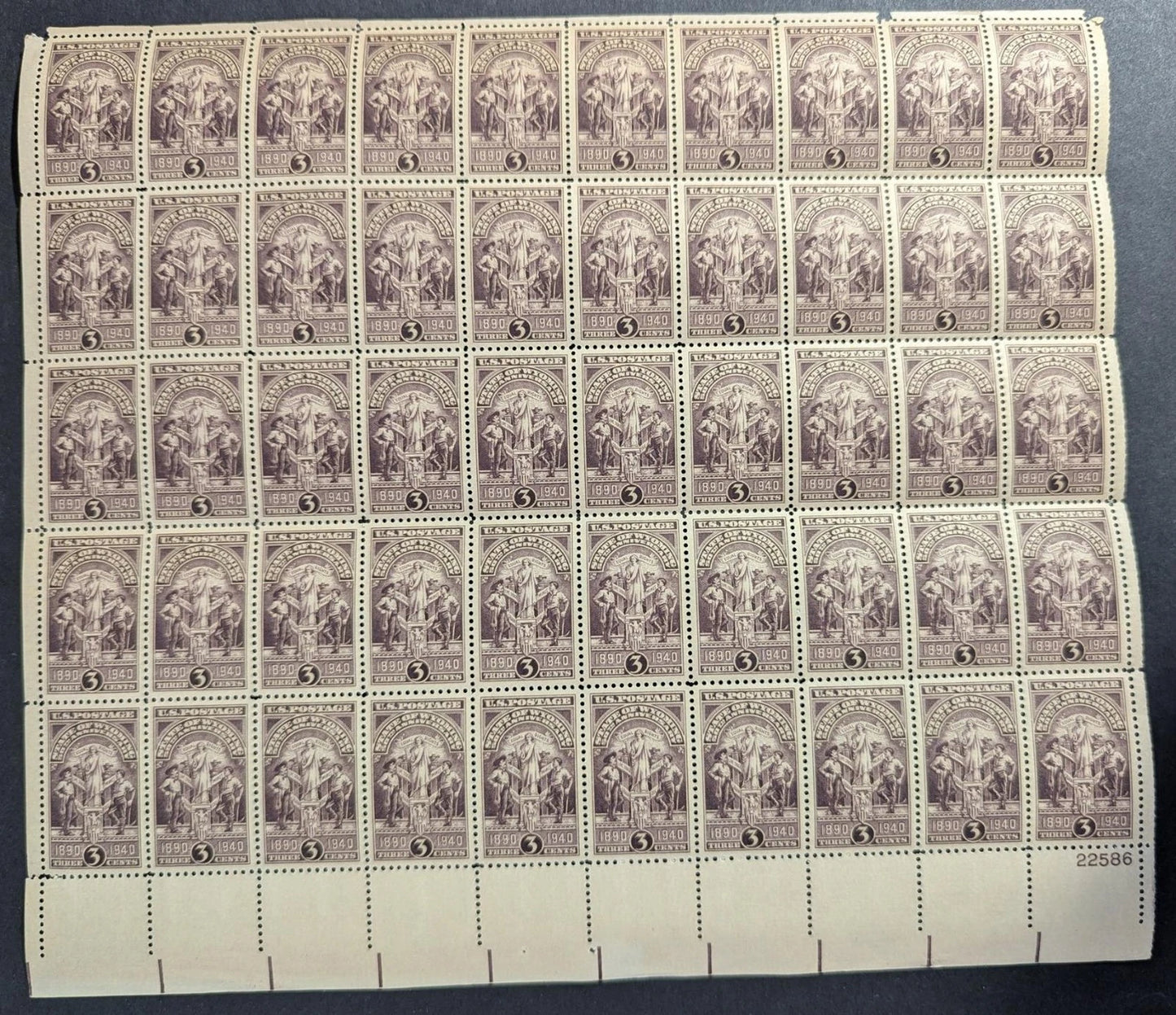 1940 USA Wyoming 3c Sheet - Scott 897 - MNH, Undisturbed OG - Flaws - READ