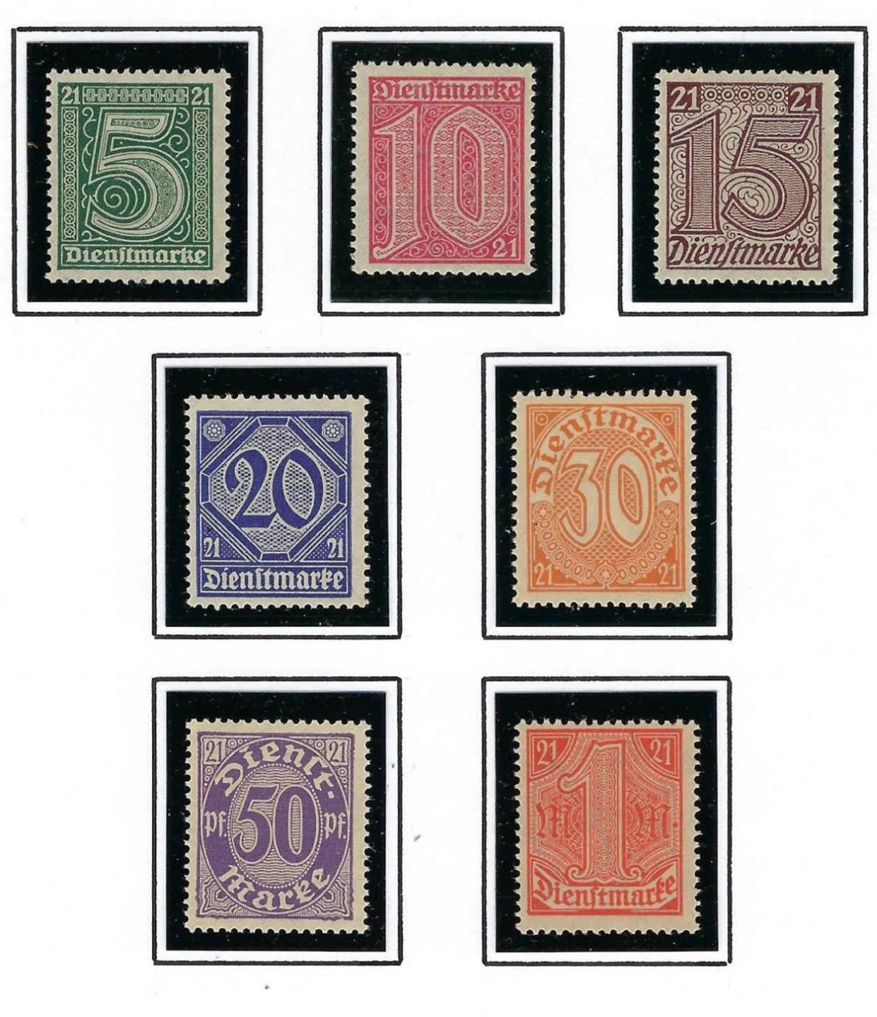 1920 Germany - Sc# OL9-OL15 - MNH, All Undisturbed OG - Post Office Fresh!