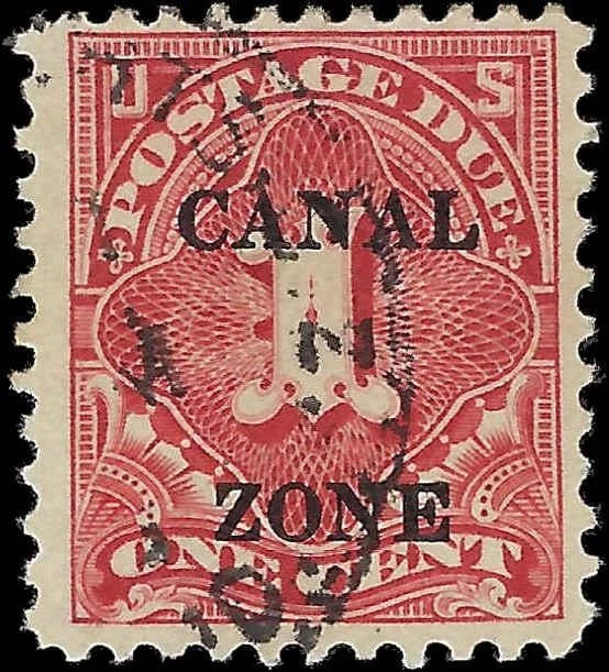 1925 USA Canal Zone 1c Postage Due - Scott J18 - Used - Sound