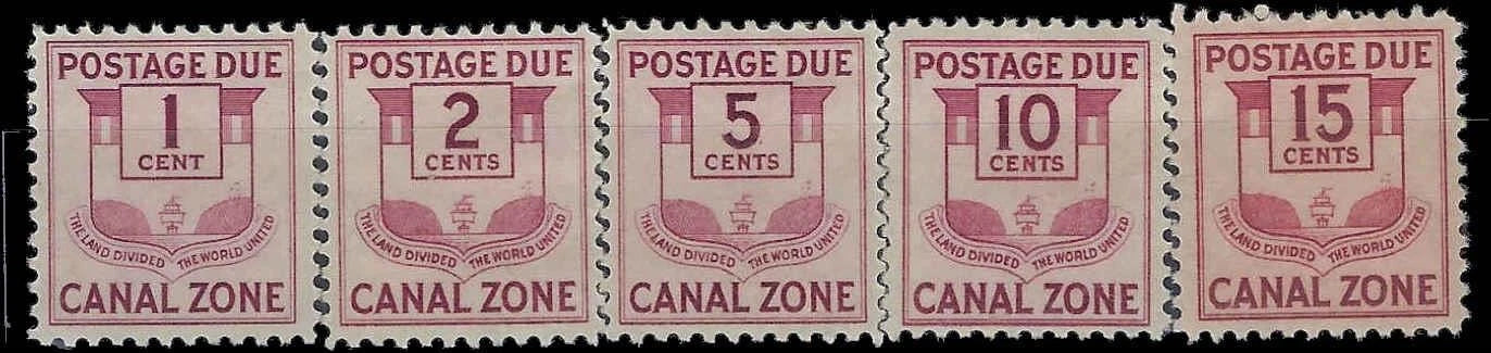 1932 USA Canal Zone- Postage Due - Scott J25-J29 MH, 2c with Small Thin