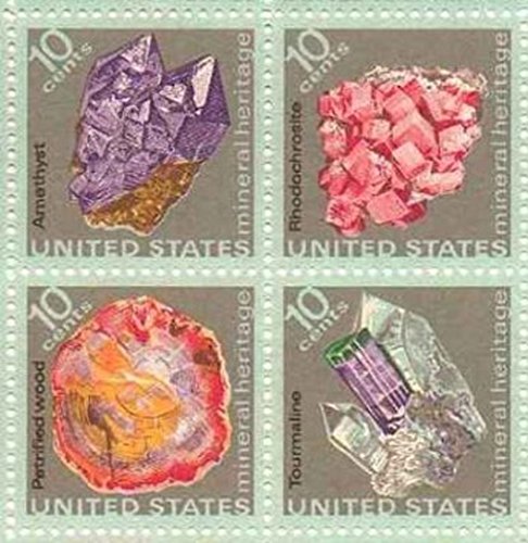 1974 Mineral Heritage Block of 4 10c Postage Stamps, Scott1538-1541, MNH, OG
