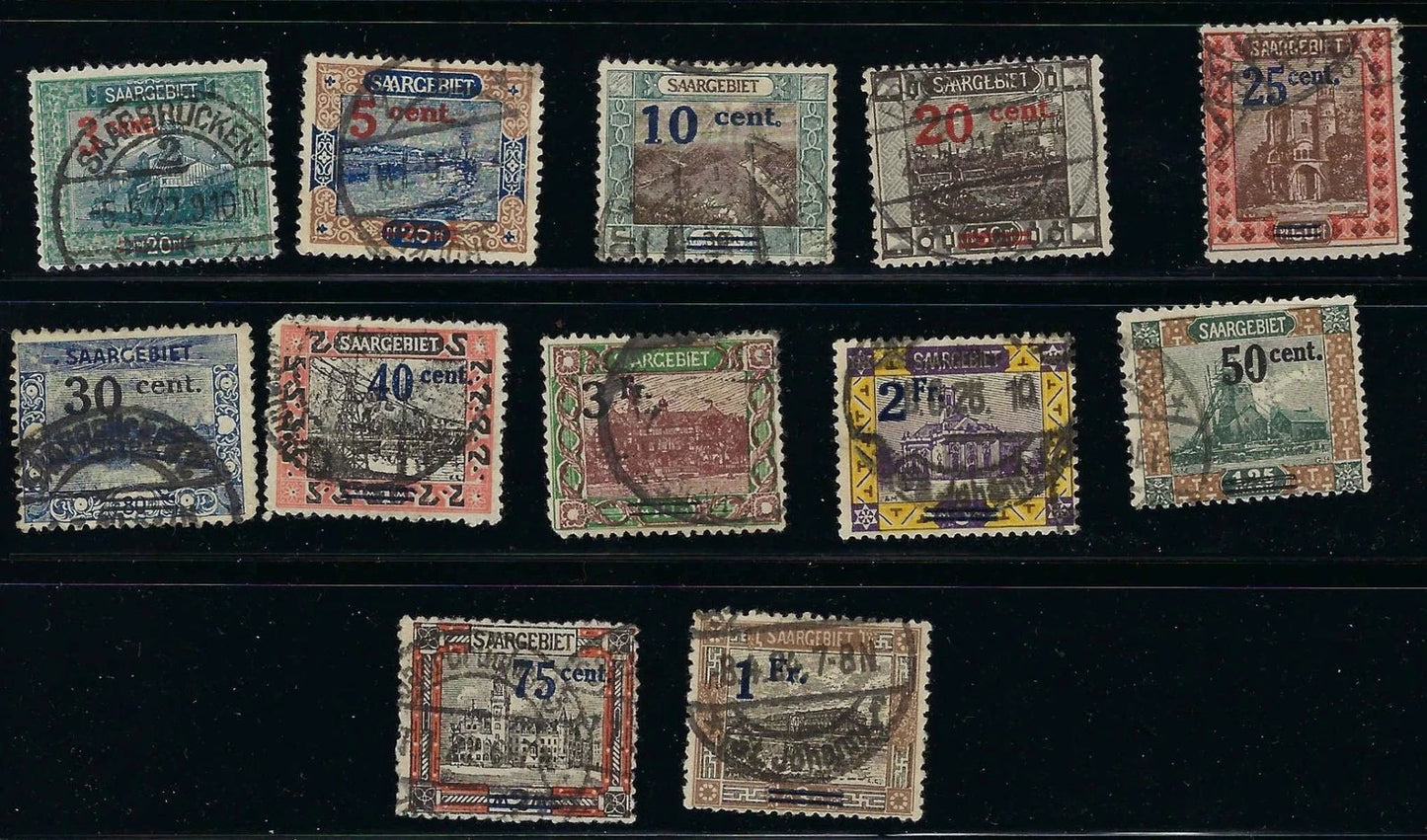 1921 Saar Sc# 85-97 Less 88 Short Set as Shown -72 All Canceled