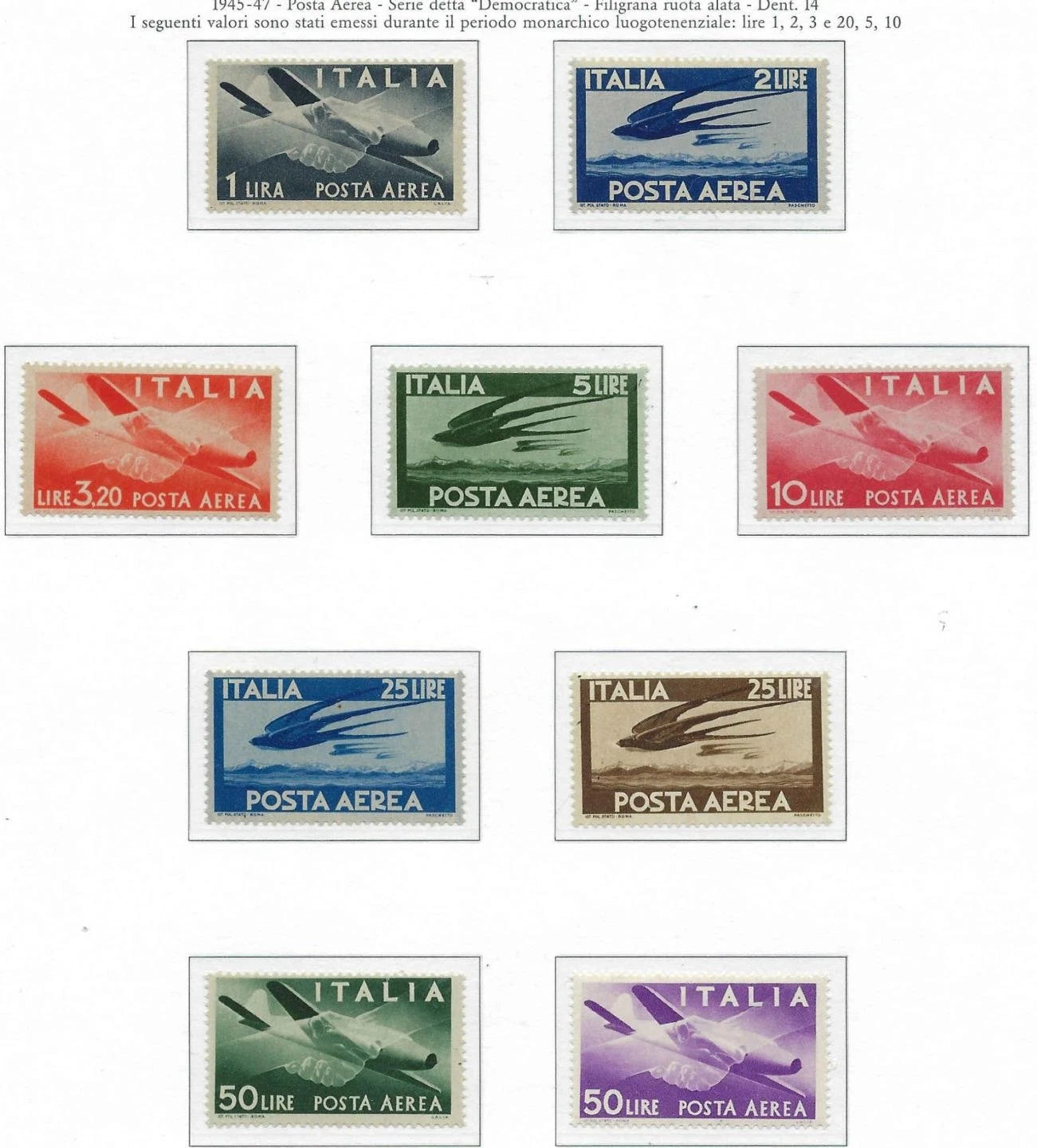 1945 Italy Air Post - Scott C106-C114 - All MNH, Clean Undisturbed OG!