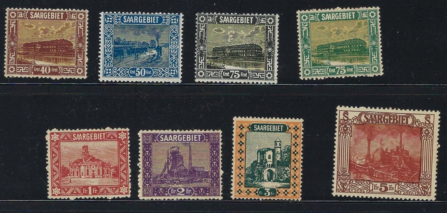 1922-23 Saar Sc# 109-116, - 112,116 MNH, Rest are MLH, OG - Nice!