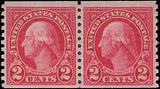 VEGAS - 1923 USA Washington 2c Coil Pair Of 2 - Scott 599 - MNH, Undisturbed OG