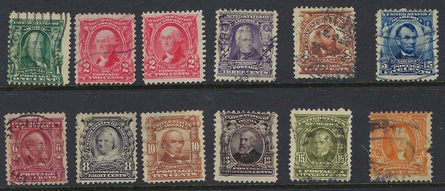 1902 USA - Scott 300-310 - Most Used - Most with Pretty Good Centering!