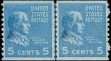 VEGAS - 1939 Monroe 5c - Scott 845 - MNH, Undisturbed OG Joint Line Pair