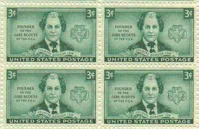 1948 Juliette Gordon Low Founder Girl Scouts Blk of 4 3c Stamps, Scott974, MNH,OG