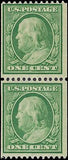 VEGAS - 1908 Franklin 1c - Scott 348 - MH, OG Pair - Both Previously Hinged -DL WM