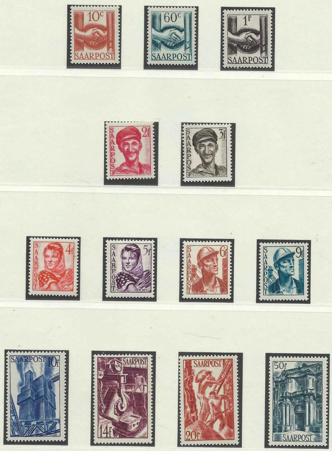 1948 Saar Full Set- Scott 188-200 - MNH, Undisturbed OG