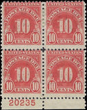VEGAS - 1930 Postage Due 10c - Scott J74 - Block with Plate Number -P11 -VL Cancel