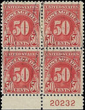 VEGAS - 1930 Postage Due 50c - Scott J76 - Used Plate Number Block - P11 -FN1070
