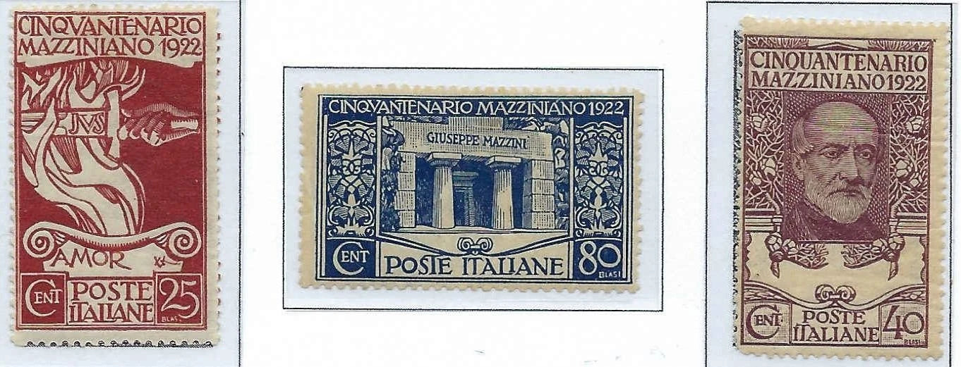1922 Italy Stamp Set - Scott 140-142 - MH, OG - Solid
