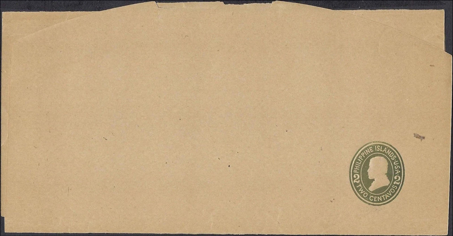Philippines Scott W4 1908 2c Green Newspaper Wrapper Entire