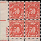 VEGAS - 1931 Postage Due 50c - Scott J86 - Plate Block - MNH, Undisturbed OG