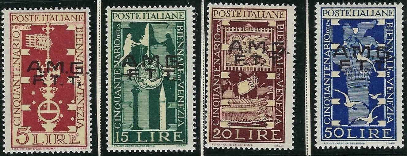 1949 Italy Trieste Scott 36-39 - All Mint Lightly Hinged! - Choice