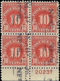 VEGAS - 1930 Postage Due 10c - Scott J74 -Block with Plate Number -P11 -Centering!