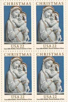 1985 Madonna Della Robbia Block of 4 22c Postage Stamps, Scott2165, MNH, OG