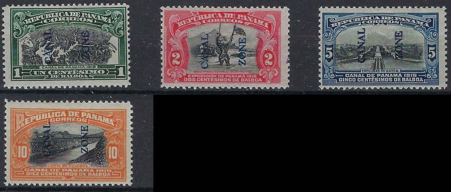 1915-17 USA Possession Canal Zone Lot -Scott 42-45 - All MH, OG -Solid -No Thins