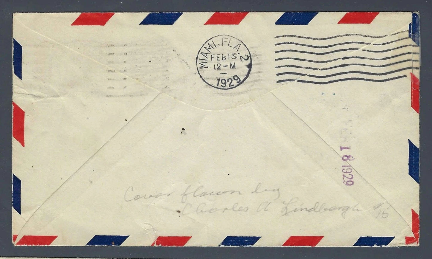 1929 FAM-5 Lindbergh Return Flight Cristobal Canal Zone to Miami C7 C8