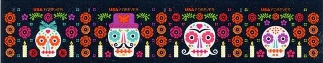 2021 Day of Dead Strip of 4 "Forever" Postage Stamps - Unused, MNH