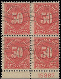 VEGAS - 1917 Postage Due 50c - Scott J67 Plate Block Of 4 - Used - READ DESC