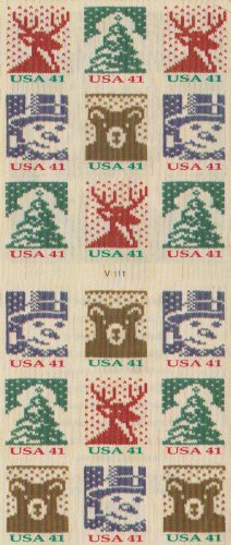 Scott #4215 18 41¢ Holiday Knits Self-Adhesive ATM Block