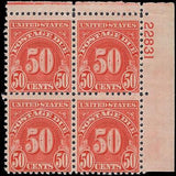 VEGAS - 1931 Postage Due 50c - Scott J86 - Plate Block - MNH, OG
