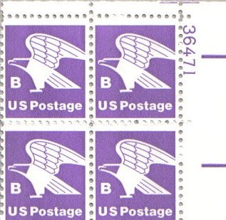 1981 B" & Stylized Eagle Plate Block of 4 18c Postage Stamps, Scott1818, MNH, OG