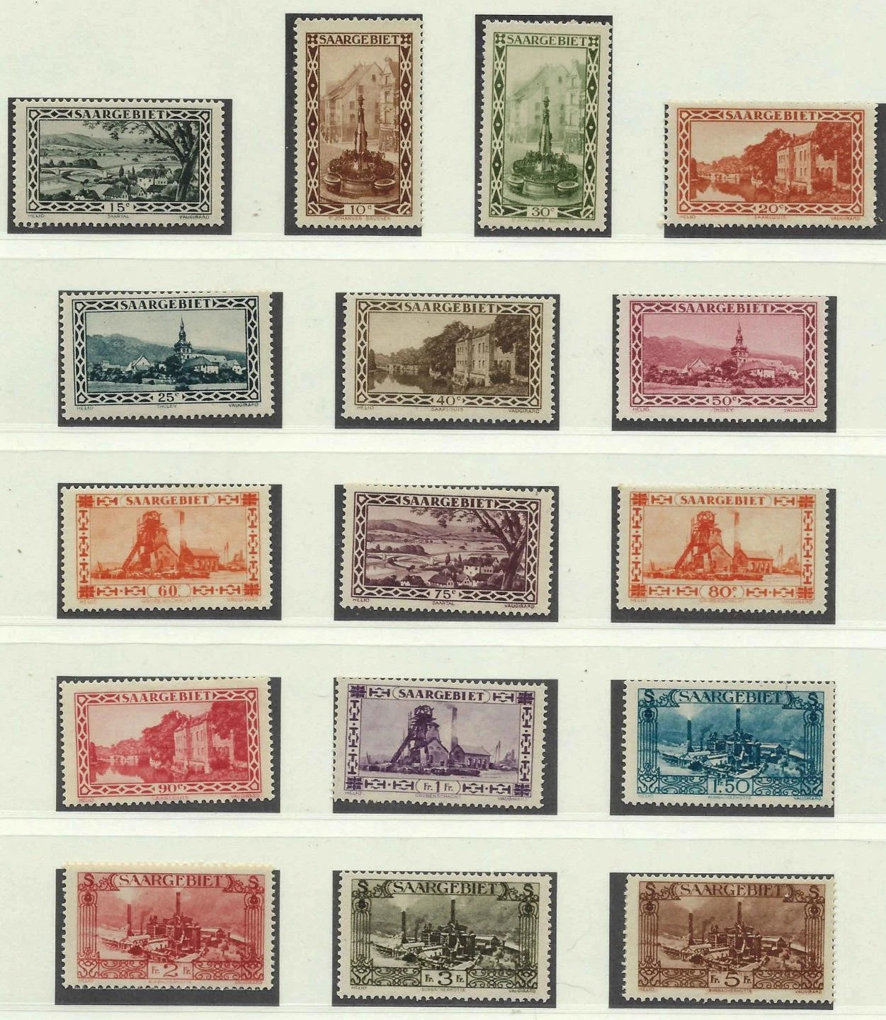 1927 Saar - Scott 120-135 Quality Full Set -MNH - 2 Mostly Light Gum Disturbance