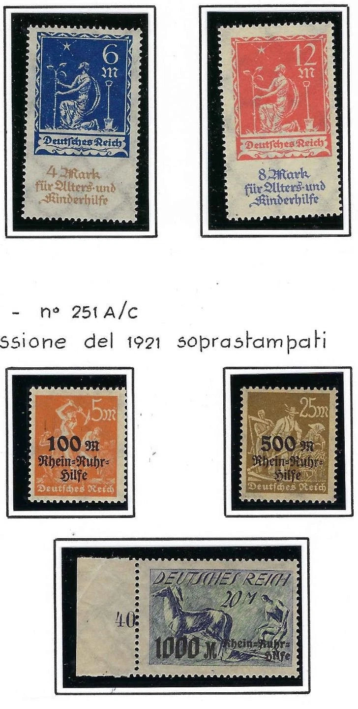 1922/3 Germany Set2 - Sc# B3-B7 - MNH, Undisturbed OG - All Post Office Fresh!