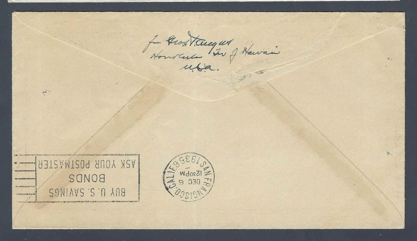 1935 FAM Route 14 First Flight Cover Honolulu to San Francisco C20 Eastbound