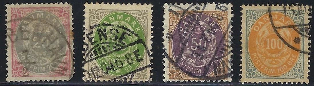1875 Denmark Lot - Scott 31-34 - Used -As Shown -Strong Colors -Some Minor Flaws