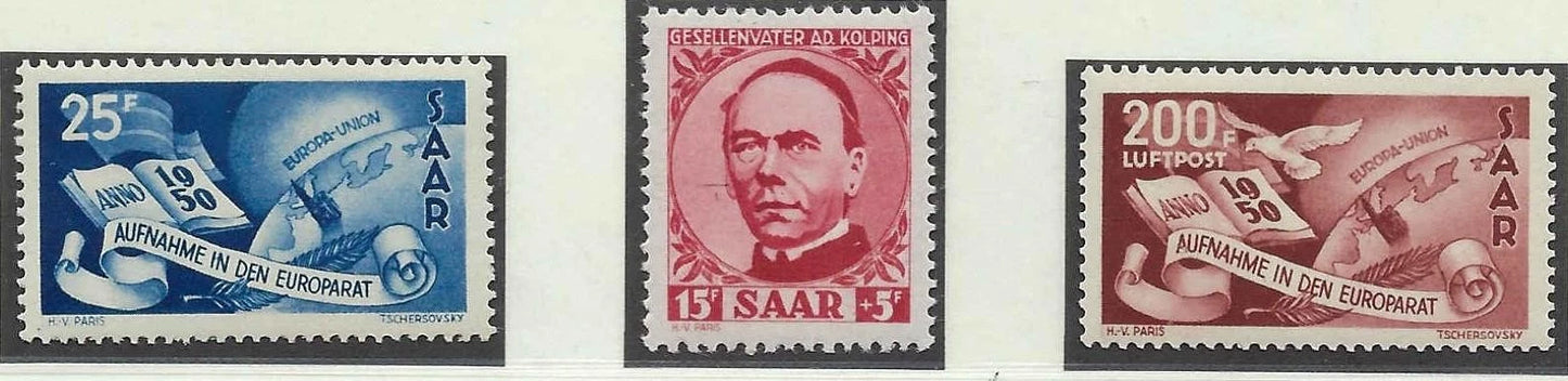 1950 Saar Semi Full Set - Scott 226, C12, B74 - MNH, Undisturbed OG - Cat- $200!