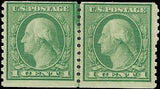 VEGAS - 1916 Washington 1c - Scott 490 Coil, MNH, Undisturbed OG - Joint Line Pair