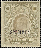 VEGAS - 1903 East Africa 20r - Scott 15 Specimen - Mint, No Gum - Verified WM1