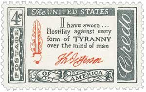1960 Thomas Jefferson American Credo Single 4c Postage Stamp -Scott 1141 - MNH,OG