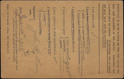 c1915 - Early in WW1 Field Service PC to Gaston, NC, USA with Postage Due