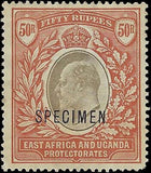 VEGAS - 1903 East Africa 50r - Scott 16 Specimen - MH With Gum. - Verified WM1