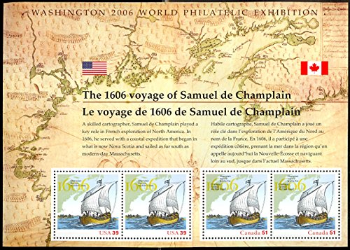 2006-1606 Voyage of Samuel De Champlain U.S. / Canada Sheet of 4 Scott4074, MNH OG