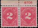 VEGAS - 1914 Postage Due 2c - Scott J53 Plate Number Pair, MH, OG - P10 - Choice!