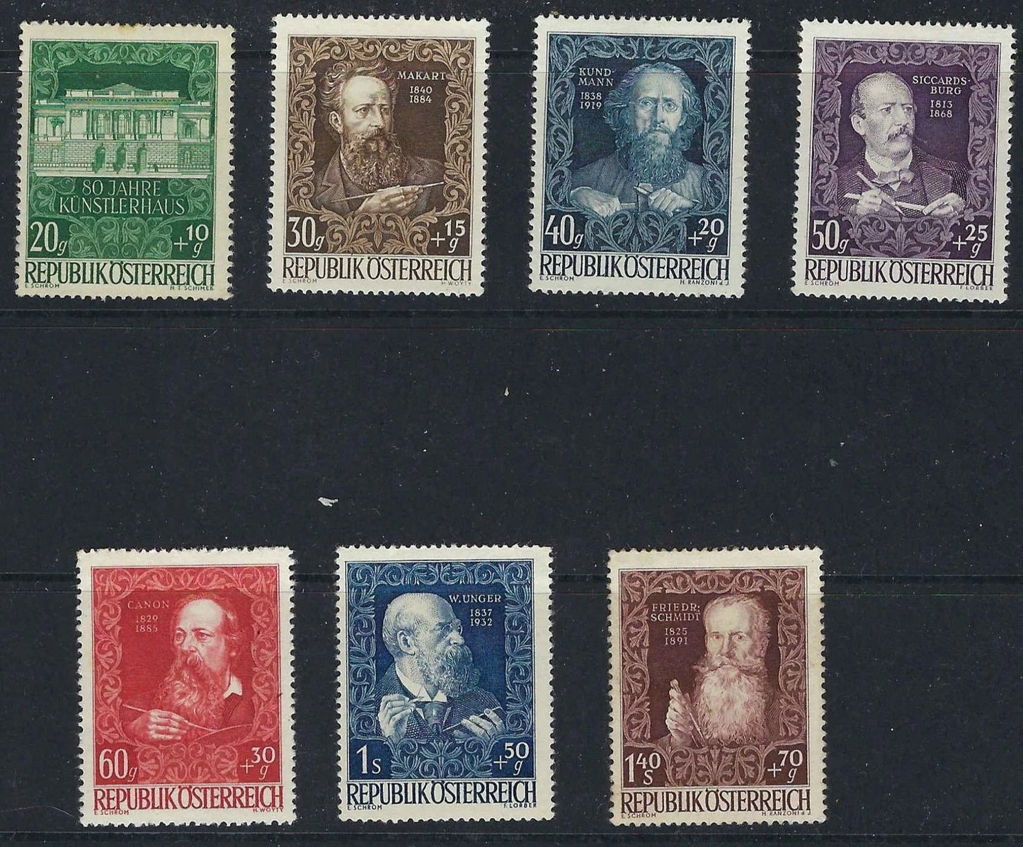 1948 Austria - Sc# B245-B251 - MNH(5) & MH(2), OG - Fresh!